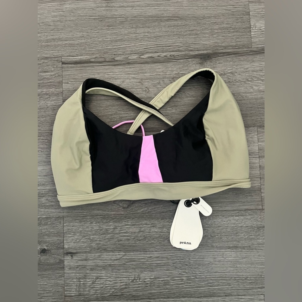 Prana Tulum Swim Top Criss Cross Back Black Women's Size Large - Picture 5 of 11